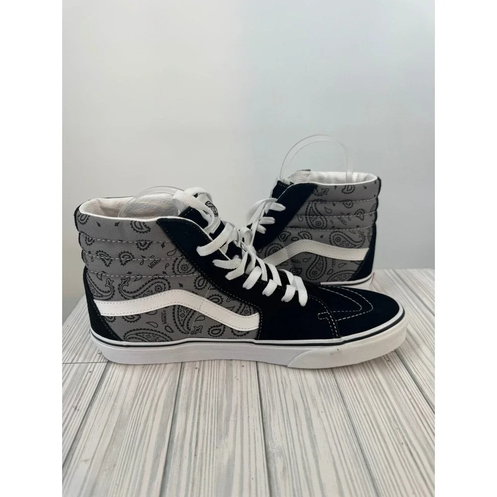 Vans Sk8-Hi Paisley Gray True White High Top Sneakers Skate Shoes Men's 11 - Picture 4 of 6